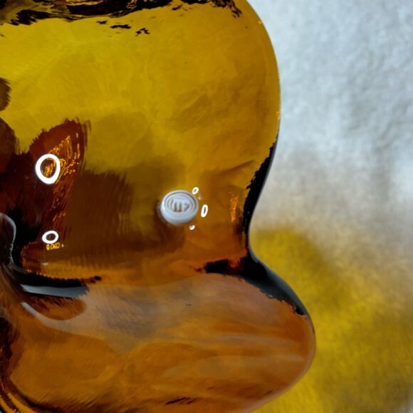 La Murrina etch dark amber petal bowl 5.5" Murano Italy abstract blown glass - Picture 4 of 9